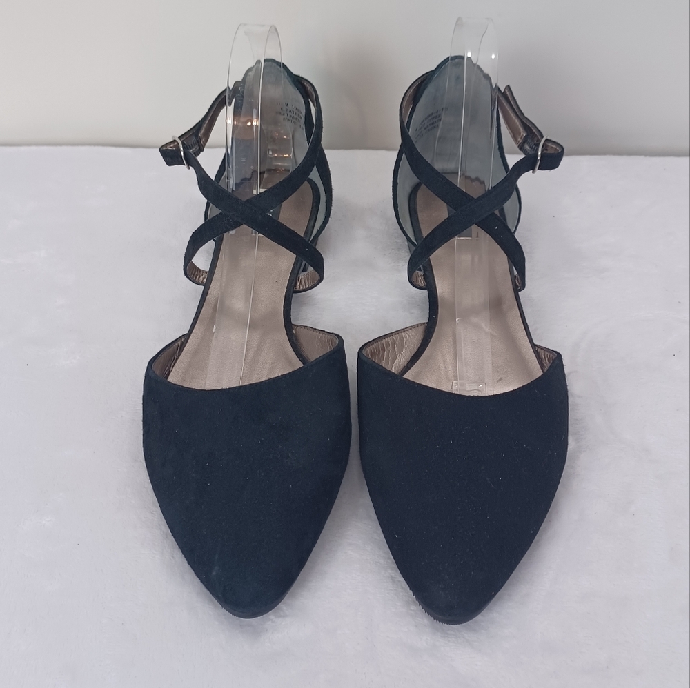 Array Suede D'orsay Crisscross Buckle Strap Flat Shoes
